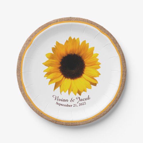 Rustic Sunflower and Burlap Wedding Paper Plates
