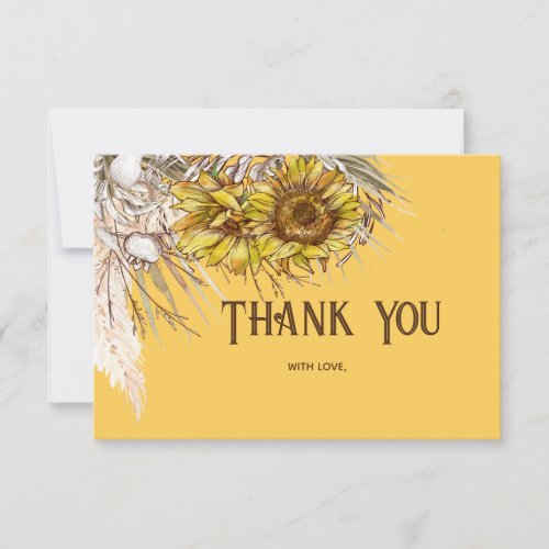 Rustic Sunflower and Grass Thank You Card