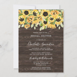 Rustic Sunflower and Greenery Bridal Shower Invitation