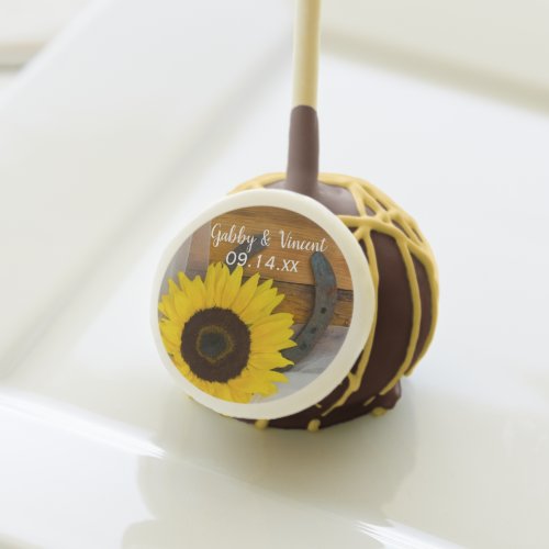 Rustic Sunflower and Horseshoe Western Wedding Cake Pops