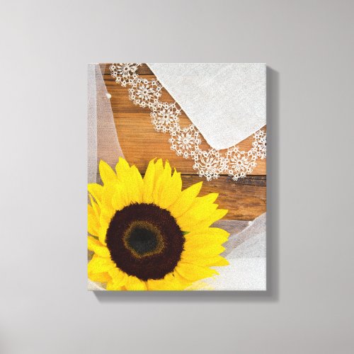 Rustic Sunflower and Lace Canvas Print