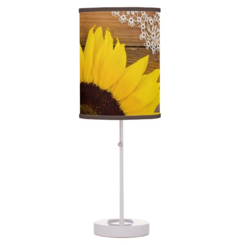 Rustic Sunflower and Lace Table Lamp