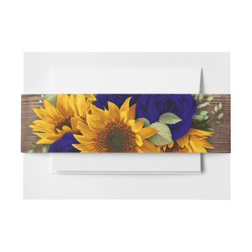 Rustic Sunflower and Navy Roses Floral Belly Band 