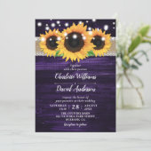 Rustic Sunflower and Purple Wedding Invitations (Standing Front)
