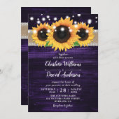 Rustic Sunflower and Purple Wedding Invitations (Front/Back)