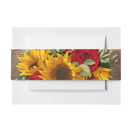 Rustic Sunflower and Red Roses Floral Belly Band 