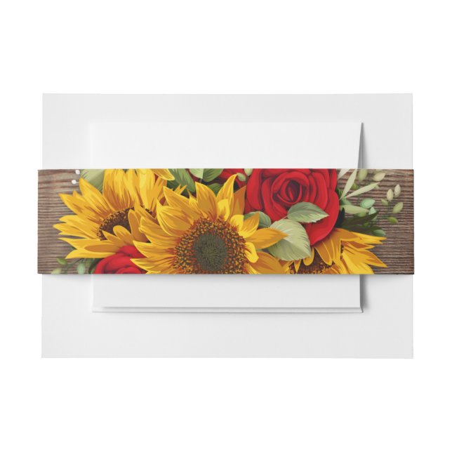 Rustic Sunflower and Red Roses Floral Belly Band  (Front Example)