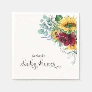 Rustic Sunflower and Roses Baby Shower Napkins