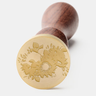 Rustic Sunflower and Roses Floral Wedding Seal