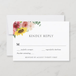Rustic Sunflower and Roses RSVP enclosure card