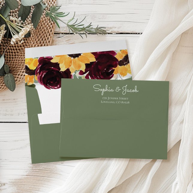 Rustic Sunflower and Roses Wedding Envelope (Creator Uploaded)