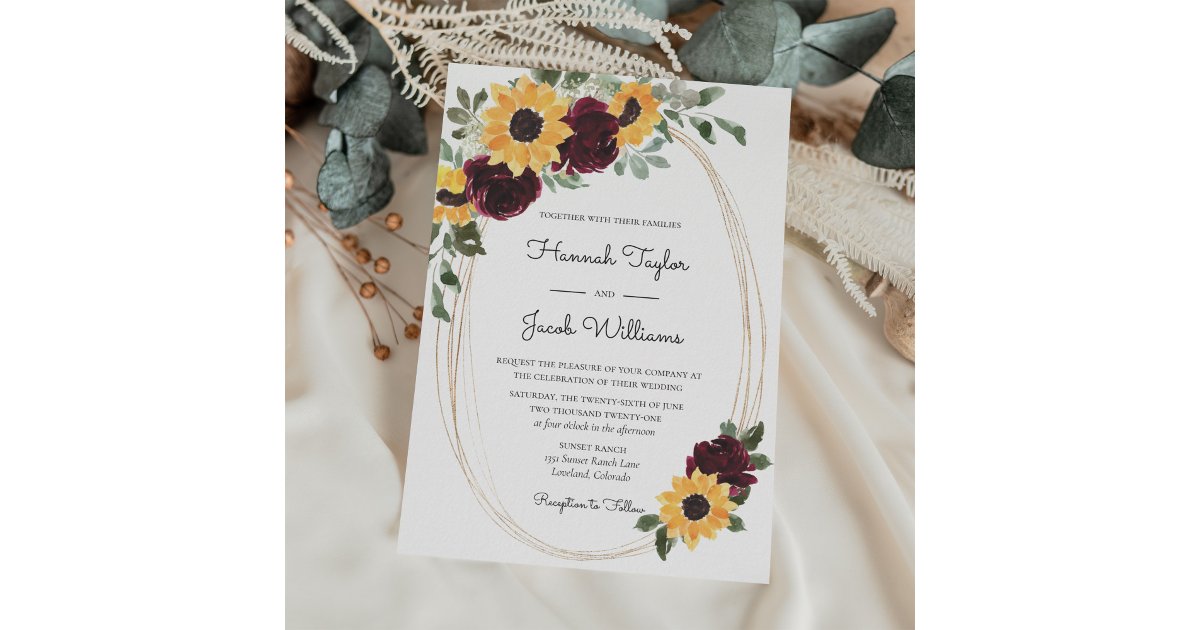 Rustic Sunflower and Roses Wedding Invitation Zazzle