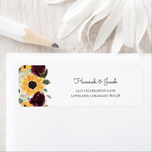 Rustic Sunflower and Roses Wedding Return Address Label