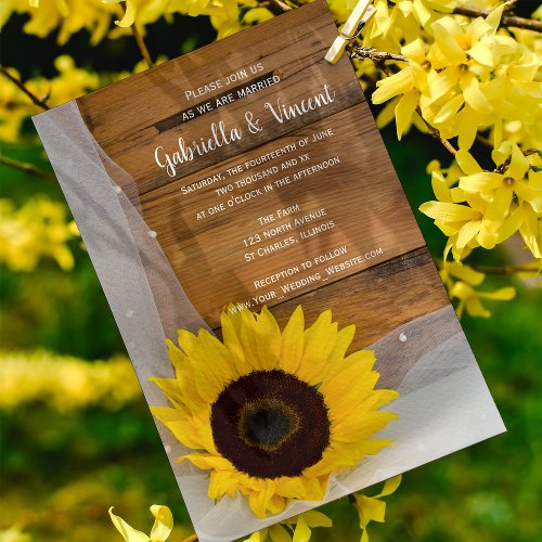 Sunflower and Veil Country Wedding Invite