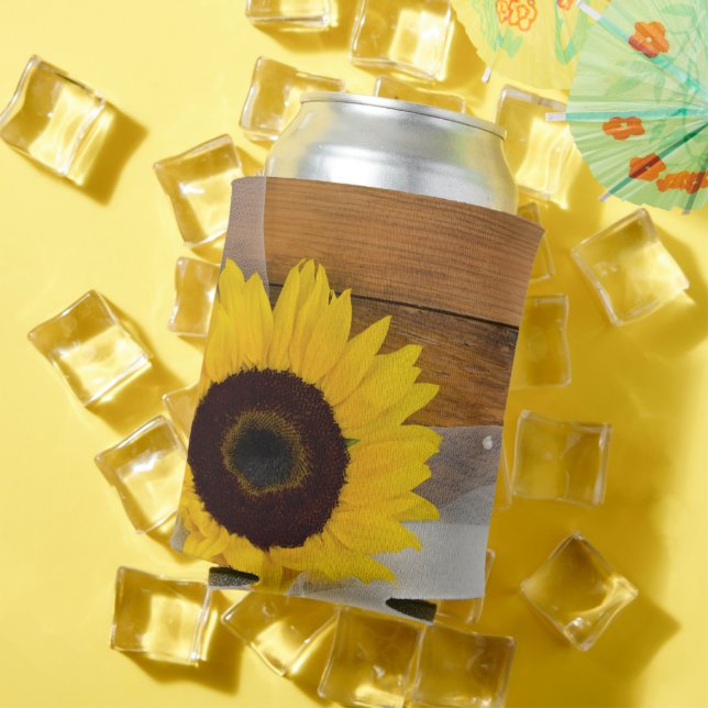 Rustic Sunflower and Veil Country Wedding Favor Can Cooler (In Situ Summer)