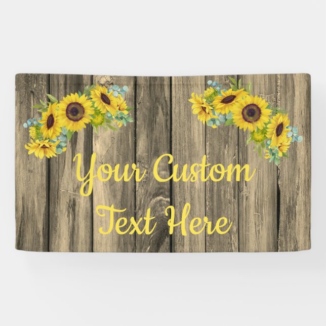 Rustic Sunflower Anniversary Party Photobooth Prop Banner (Horizontal)