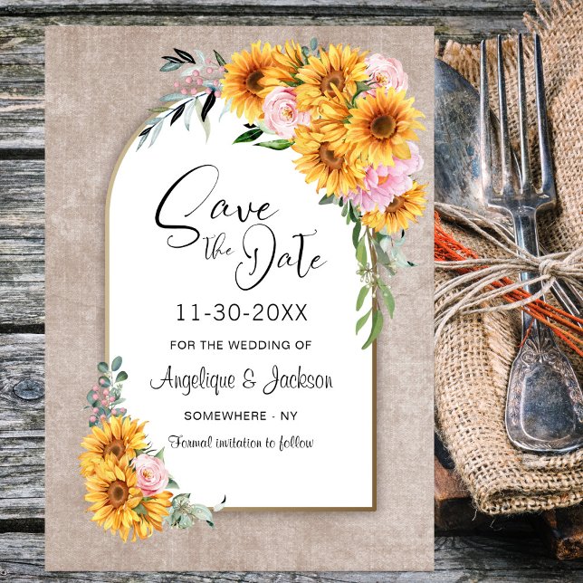Rustic Sunflower Arch Wedding Save The Date (Creator Uploaded)