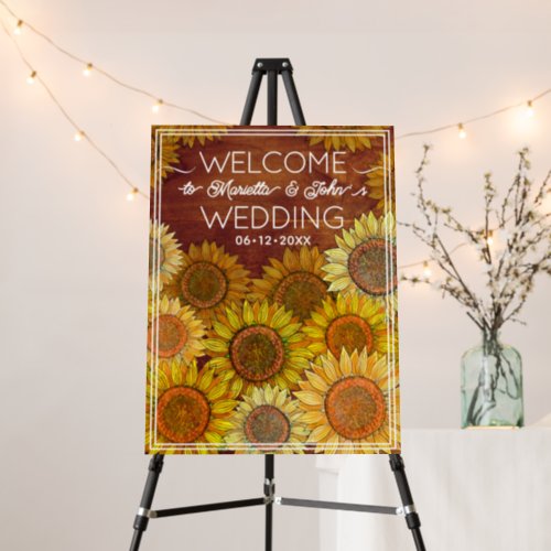  Rustic Sunflower Autumn Fall Wedding Welcome Sign
