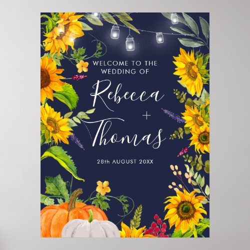 Rustic Sunflower Autumn Wedding Welcome Sign