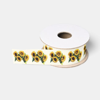 Rustic Sunflower Autumnal Wedding Favor Grosgrain Ribbon