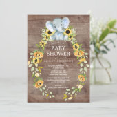 Rustic Sunflower & Baby Elephant Boys Baby Shower Invitation (Standing Front)