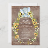 Rustic Sunflower & Baby Elephant Boys Baby Shower Invitation (Front)