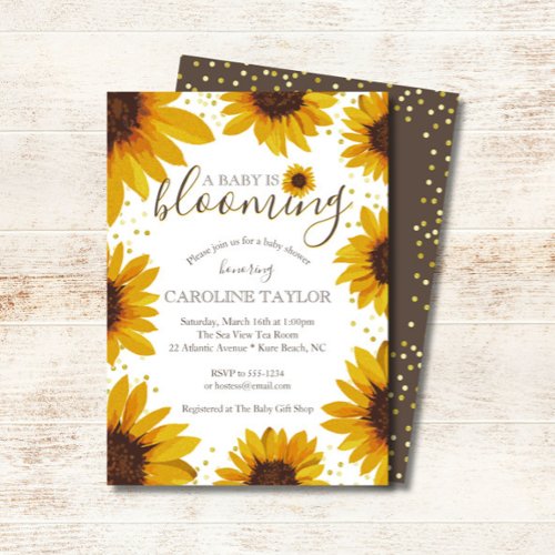 Rustic Sunflower Baby is Blooming Shower Invitation