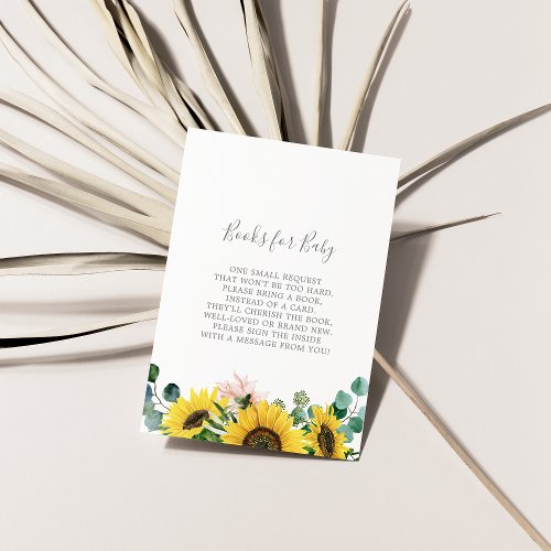 Rustic Sunflower Baby Shower Books for Baby Enclosure Card