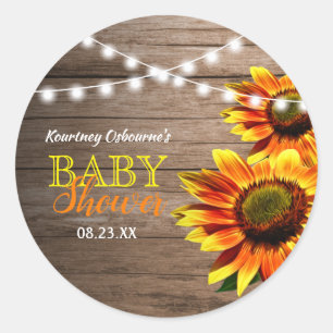 Rustic Sunflower Baby Shower Classic Round Sticker