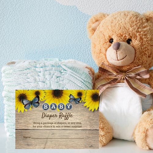 Rustic Sunflower Baby Shower Diaper Raffle Enclosure Card