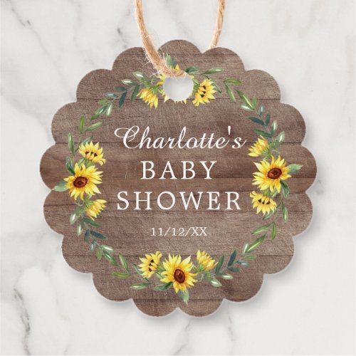 Rustic Sunflower Baby Shower Favor Gift Tag