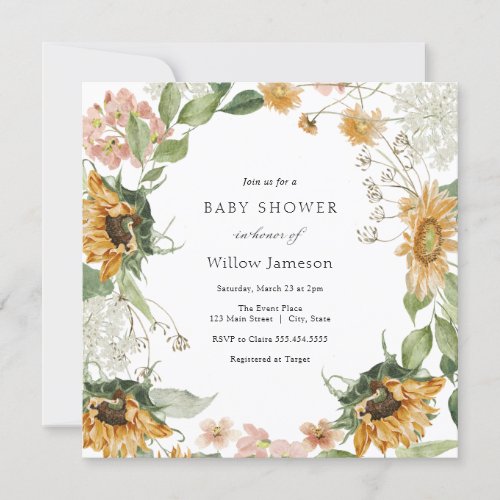 Rustic Sunflower Baby Shower Invitation