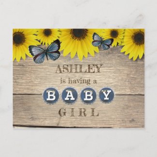 Rustic Sunflower Baby Shower Invitation | Girl