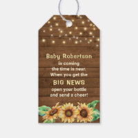 Rustic Sunflower Baby Shower Mini Bottle Favor Gift Tags