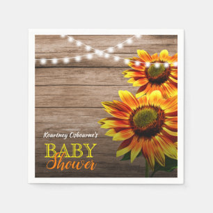 Rustic Sunflower Baby Shower Napkins