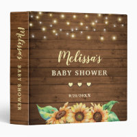 Rustic Sunflower Baby Shower Photo Memory Keepsake 3 Ring Binder