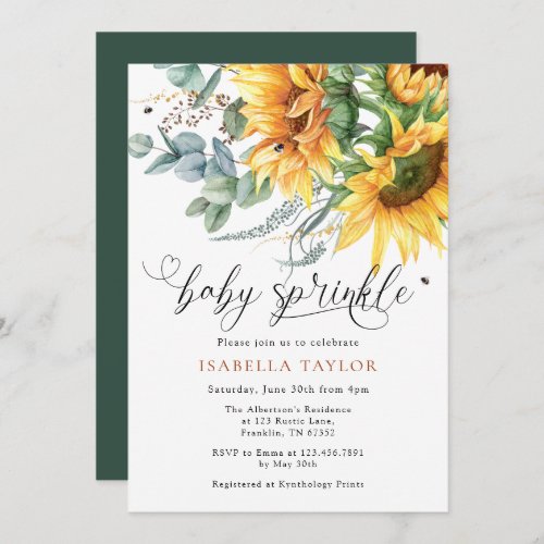 Rustic Sunflower Baby Shower Sprinkle Invitation