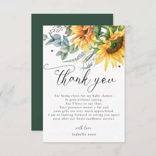 Rustic Sunflower Baby Shower Thank You