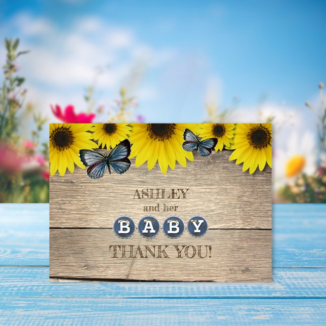 Rustic Sunflower Baby Shower Thank You Invitation (Creator Uploaded)