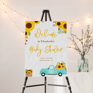 Rustic Sunflower Baby Shower Welcome Sign