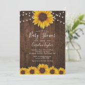 Rustic Sunflower Baby Shower with String Lights Invitation | Zazzle