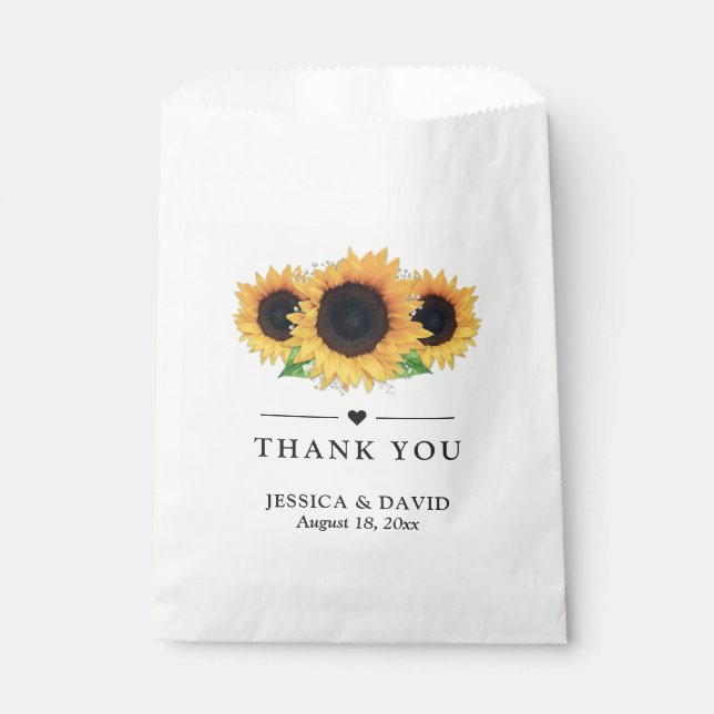 Rustic Sunflower Baby's Breath Eucalyptus Wedding Favor Bag (Front)