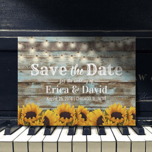 Rustic Sunflower Barn Wedding Save the Date Announcement Postcard