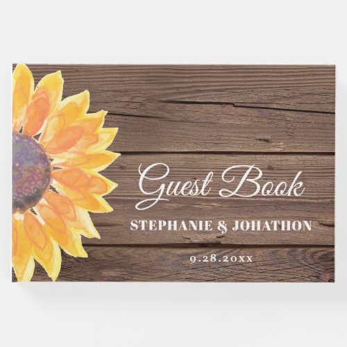 Rustic Sunflower Barn Wood  Guest Book