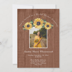 Rustic Sunflower Barn Wood Wedding Bridal Shower I Invitation