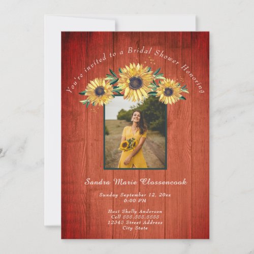 Rustic Sunflower Barn Wood Wedding Bridal Shower I Invitation