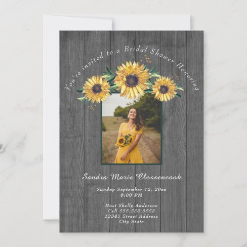 Rustic Sunflower Barn Wood Wedding Bridal Shower I Invitation