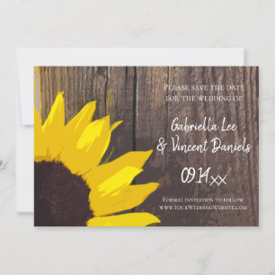 Rustic Sunflower Barn Wood Wedding Save the Date