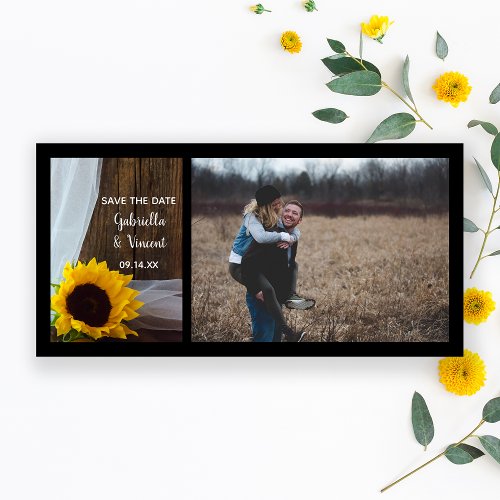 Rustic Sunflower Barn Wood Wedding Save the Date