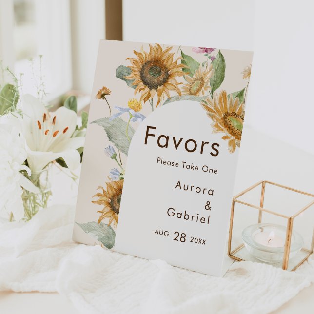 Rustic Sunflower Beige Wedding Favors Sign (Creator Uploaded)
